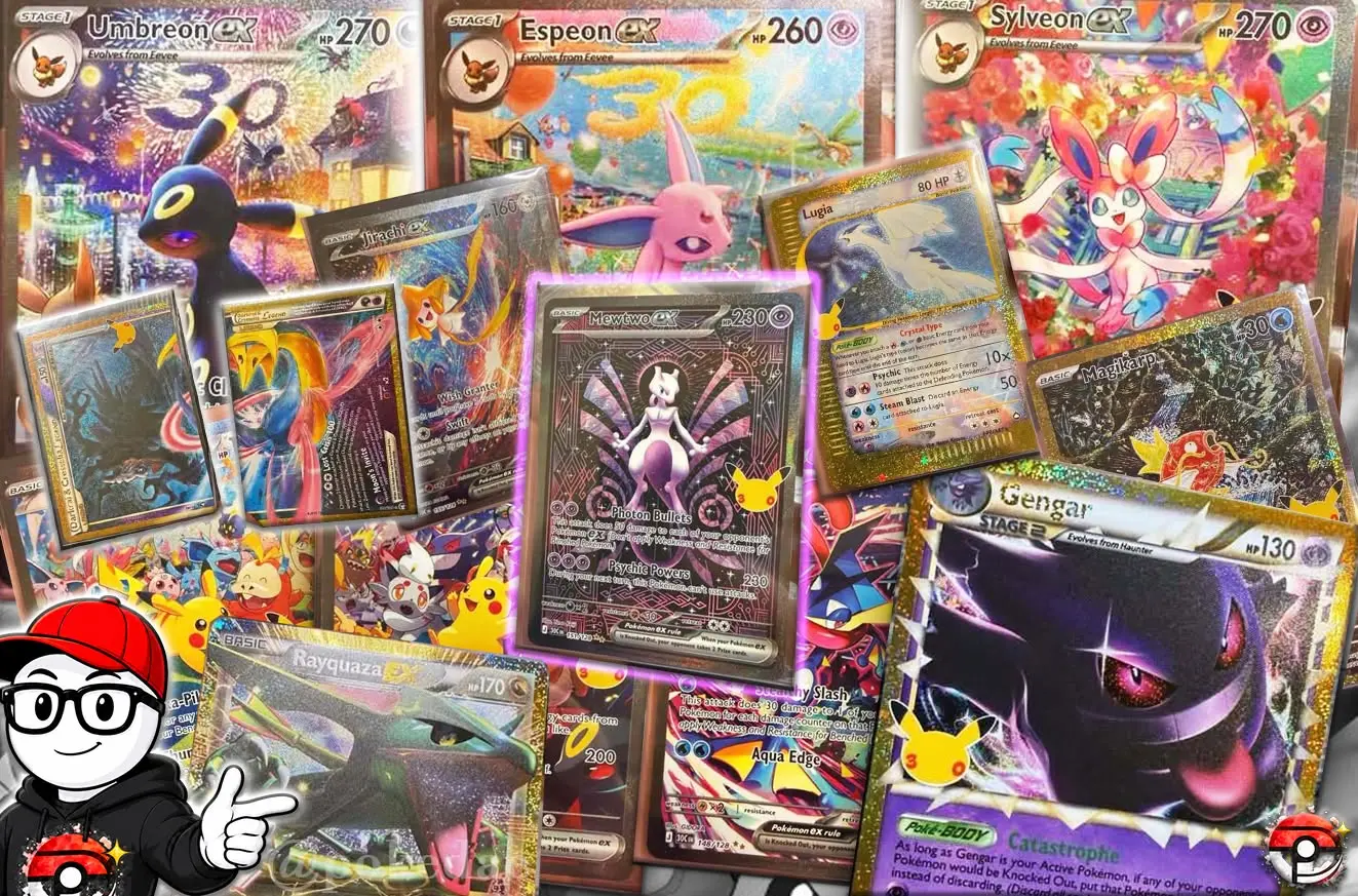 In-hand preview of Pokémon TCG 30th Celebration cards