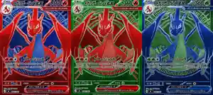 Red green and blue Mega Charizard Y ex parallel concepts