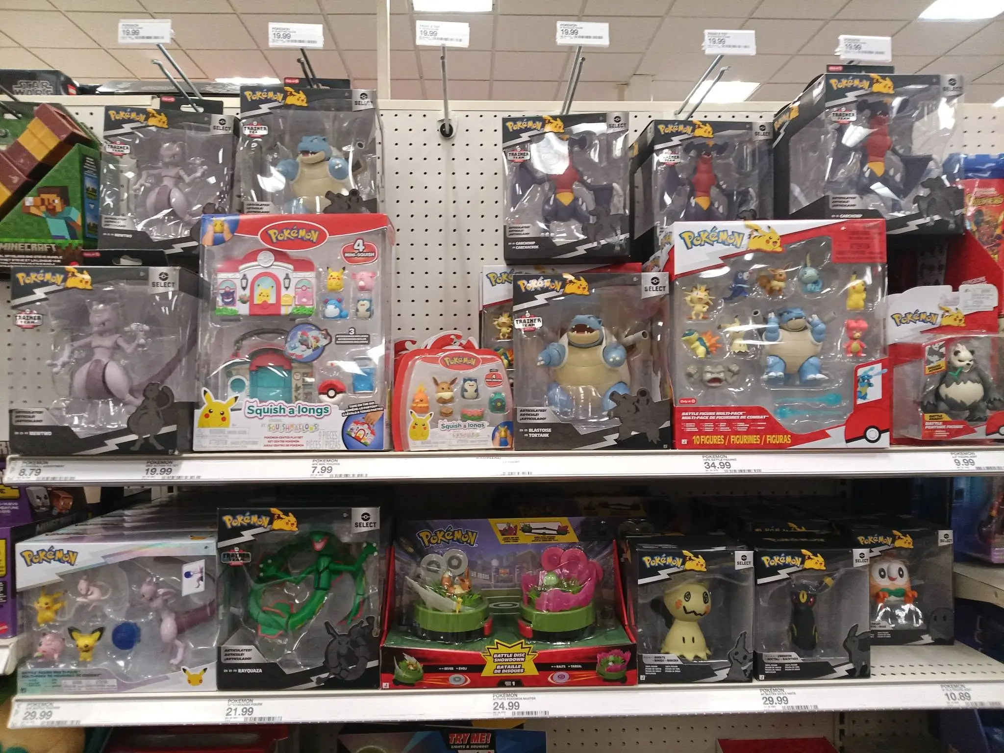 Target toy aisle stocked with Pokémon figures and playsets